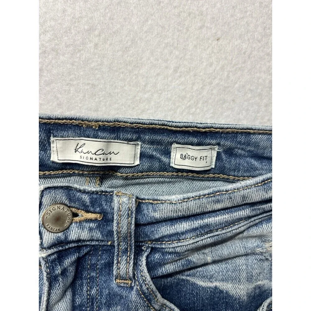 Kancan Baggy Fit Stretch Jeans Hi Rise Button Fly Acid Wash Maha Women’s Size 25